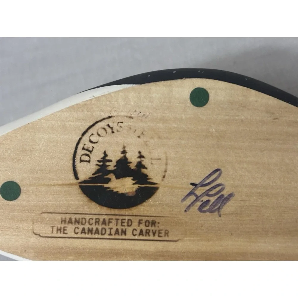 Decoys By Larry Fell, Signed Loon Hunting Hand Carved Wood Decoy Canada